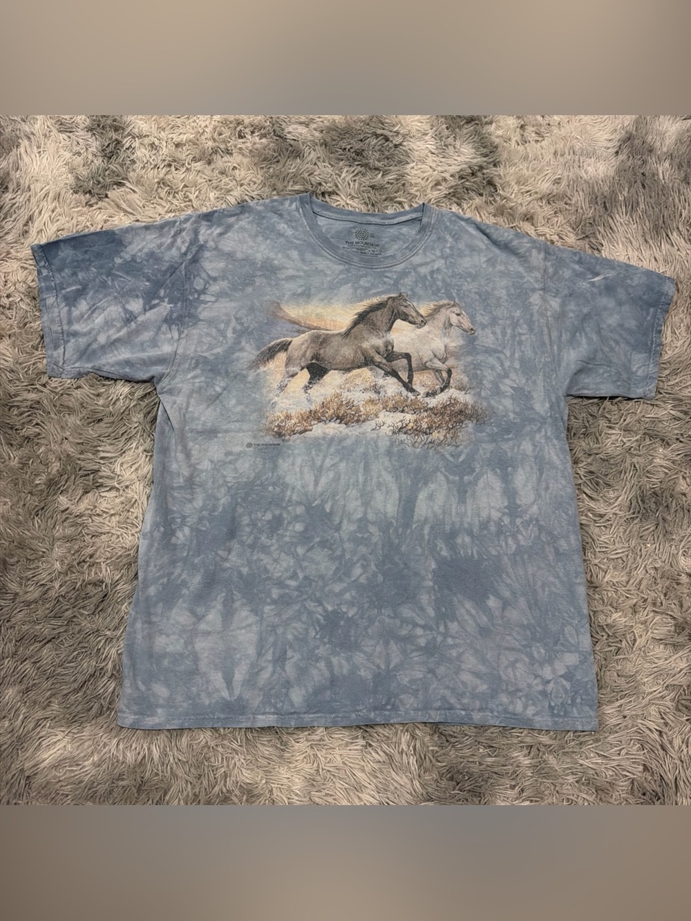 The Mountain Shirt Mens 2XL Blue Wild Horses Running Tie Dye